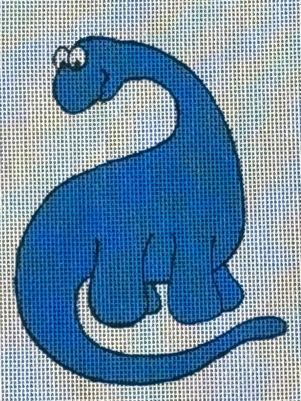 Sweet Blue Dino Hand-Painted Needlepoint Canvas - Picture 2 of 5